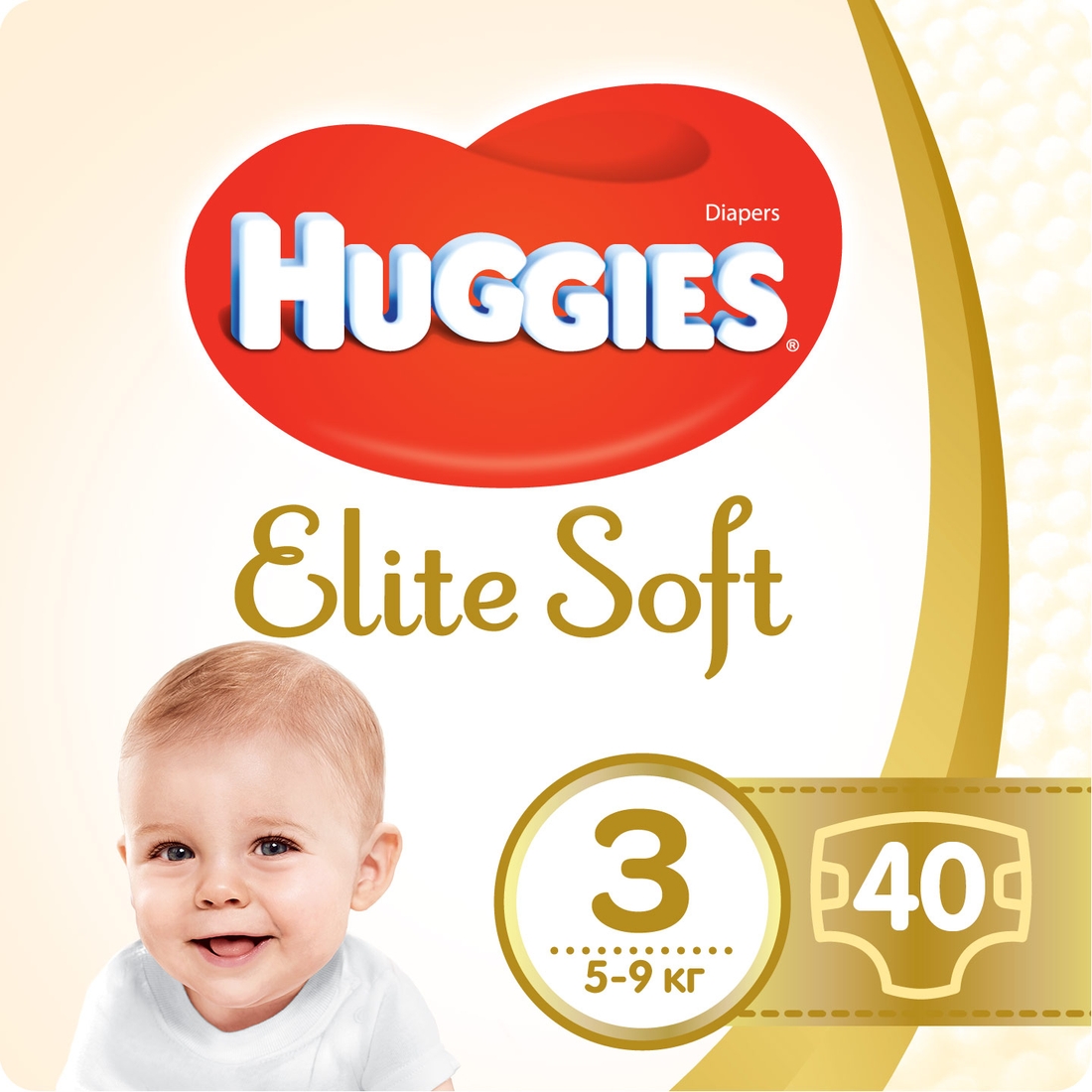 Фото Підгузки Huggies Elite Soft 3 Jumbo 3ДЖАМБО40 9400875 5-9 кг 40 шт. (5029053572598)