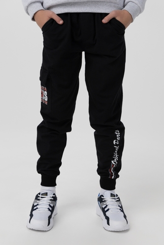 Фото Спортивні штани з принтом для хлопчика Pitiki 228-13-1 176 см Чорний (2000990094469D)