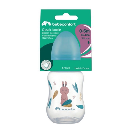 Фото Бутылочка для кормления Bebe Confort 3102202070 PP 120ML S.1 с силиконовой пустышкой Little Buddies (3220660335879)