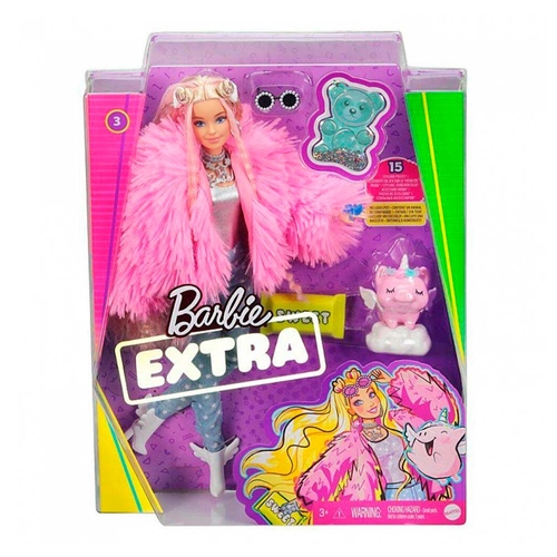 Фото Лялька Barbie "Екстра" у рожевому пухнастому жакеті GRN28 (887961908480)