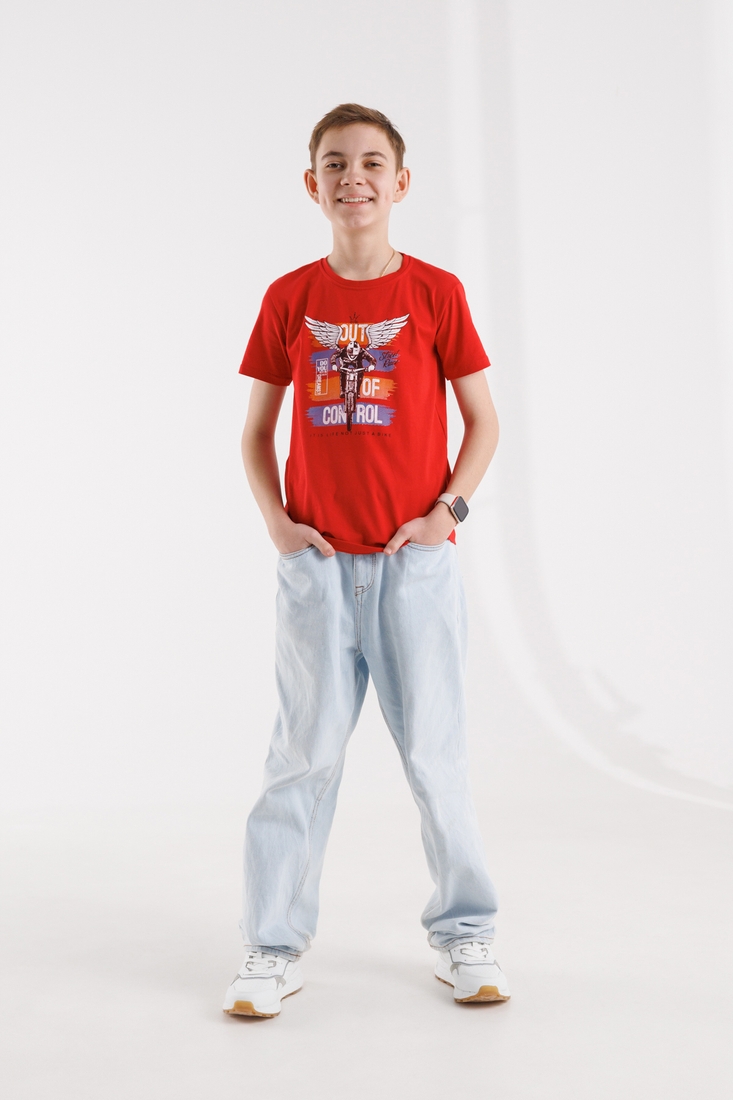 Фото Футболка с принтом для мальчика Ecrin 9235 158 см Красный (2000990631848S)
