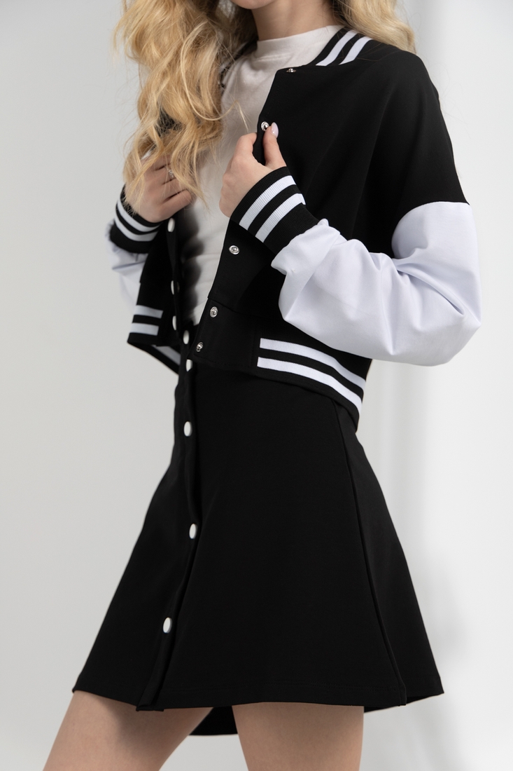 Фото Костюм для девочки (бомбер+юбка) DINOMIN 5056 140 см Черный (2000990280053D)