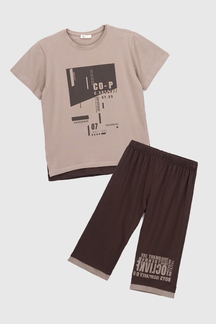 Фото Пижама футболка+капри для мальчика Tom John 89949 152-158 см Коричневый (2000990637406S)