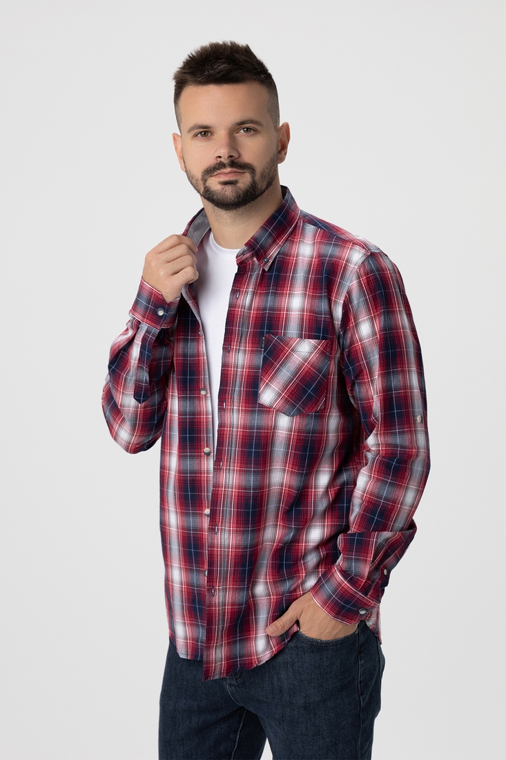 Фото Рубашка с узором мужская MCL 32740 M Бордовый (2000990104458D)