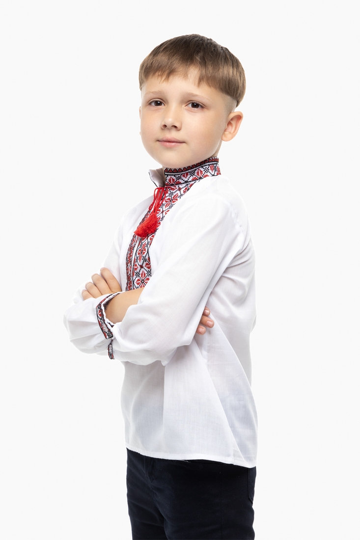 Фото Рубашка с вышивкой для мальчика КОЗАЧОК РУСЛАН 134 см Красный (2000990029645D)
