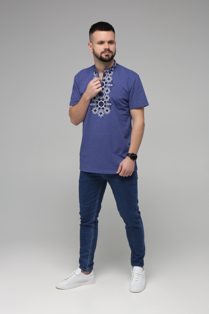 Фото Вышивка-футболка мужская Захар 3XL Синий (2000989574514А)