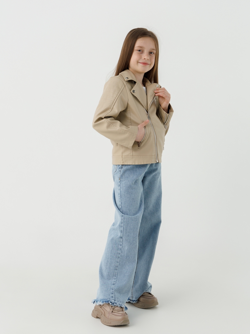 Фото Куртка из экокожи для девочки XZKAMI 6807 134 см Бежевый (2000990537959D)