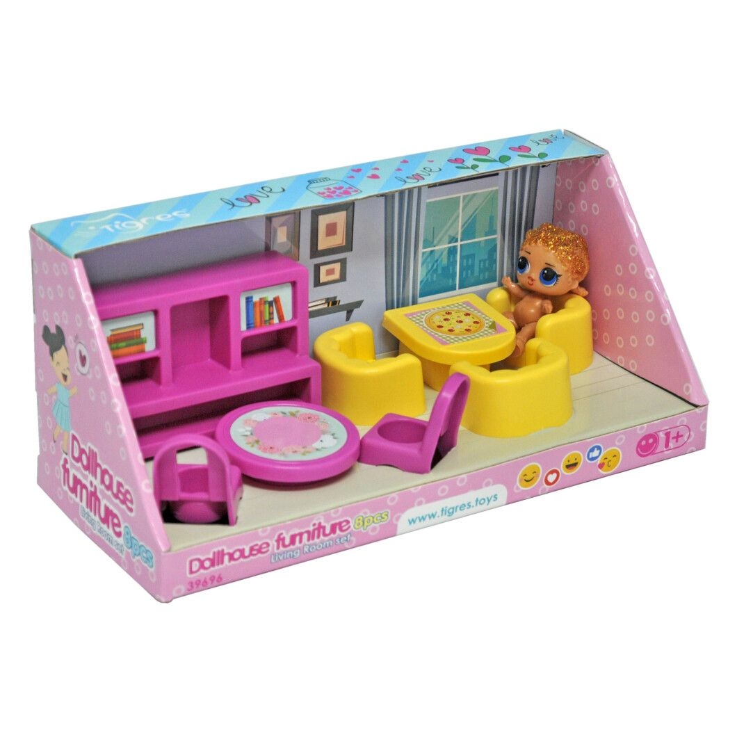 Фото Набір меблів для ляльок (вітальня) 8 ел. 39696 Tigres Рожевий (4820159396962)