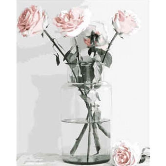 Набір для розпису по номерах VA-2316 "Рожеві троянди на білому фоні", розміром 40х50 см (4823113803377)