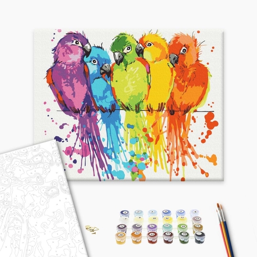 Фото Картина по номерам Разноцветные попугаи Brushme BS28115 (9995482071871)