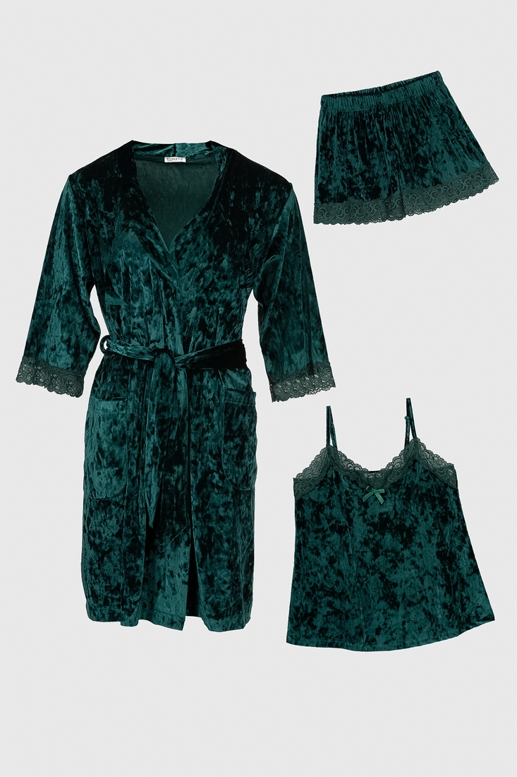 Фото Комплект халат+пижама женский Nicoletta 87130 S Зеленый (2000990388964А)