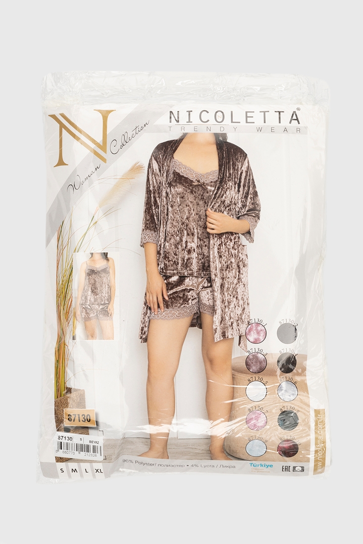 Фото Комплект халат+піжама жіночий Nicoletta 87130 XL Зелений (2000990388995А)