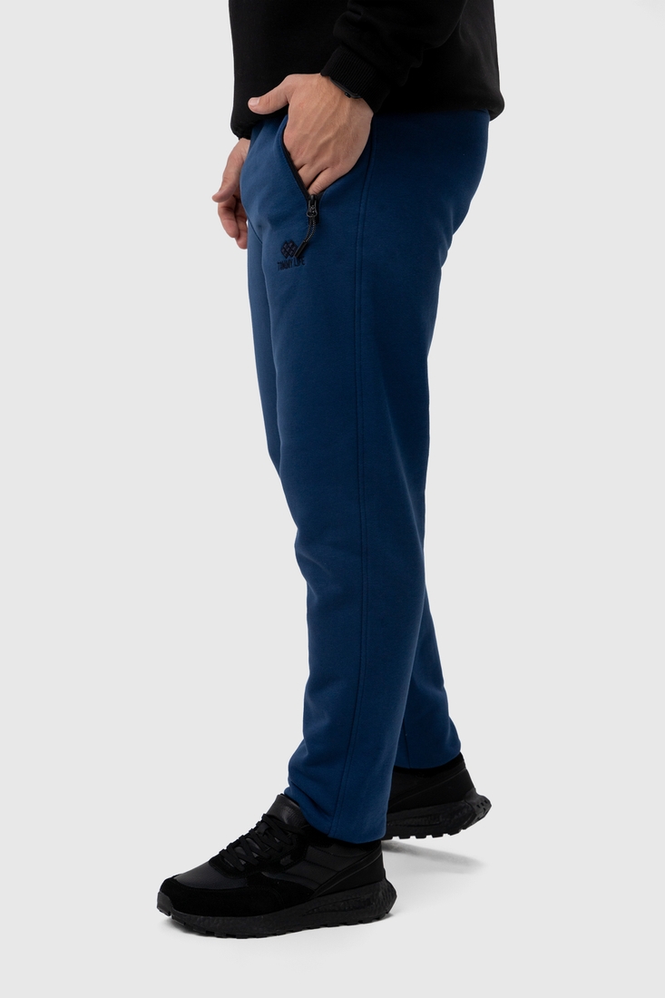 Фото Спортивні штани однотонні прямі чоловічі Tommy life 84842 2XL Синій (2000990184580W)