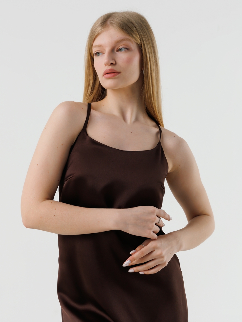Фото Сукня однотонна жіноча LAWA WTC02367 XS Темно-коричневий (2000990542052S)