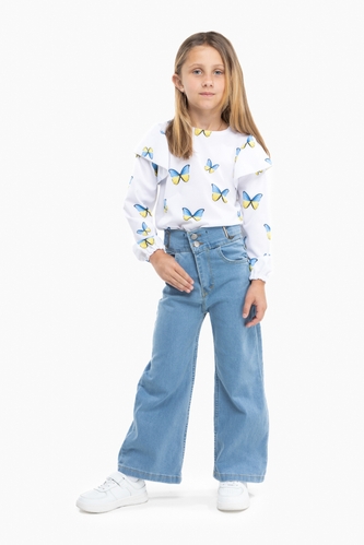 Фото Блуза с узором для девочки MyChance Бабочка 116 см Разноцветный (2000989804314D)