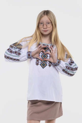 Фото Сорочка з вишивкою для дівчинки ОЛЕКСАНДРА №6 164 см Зелений (2000989877042D)
