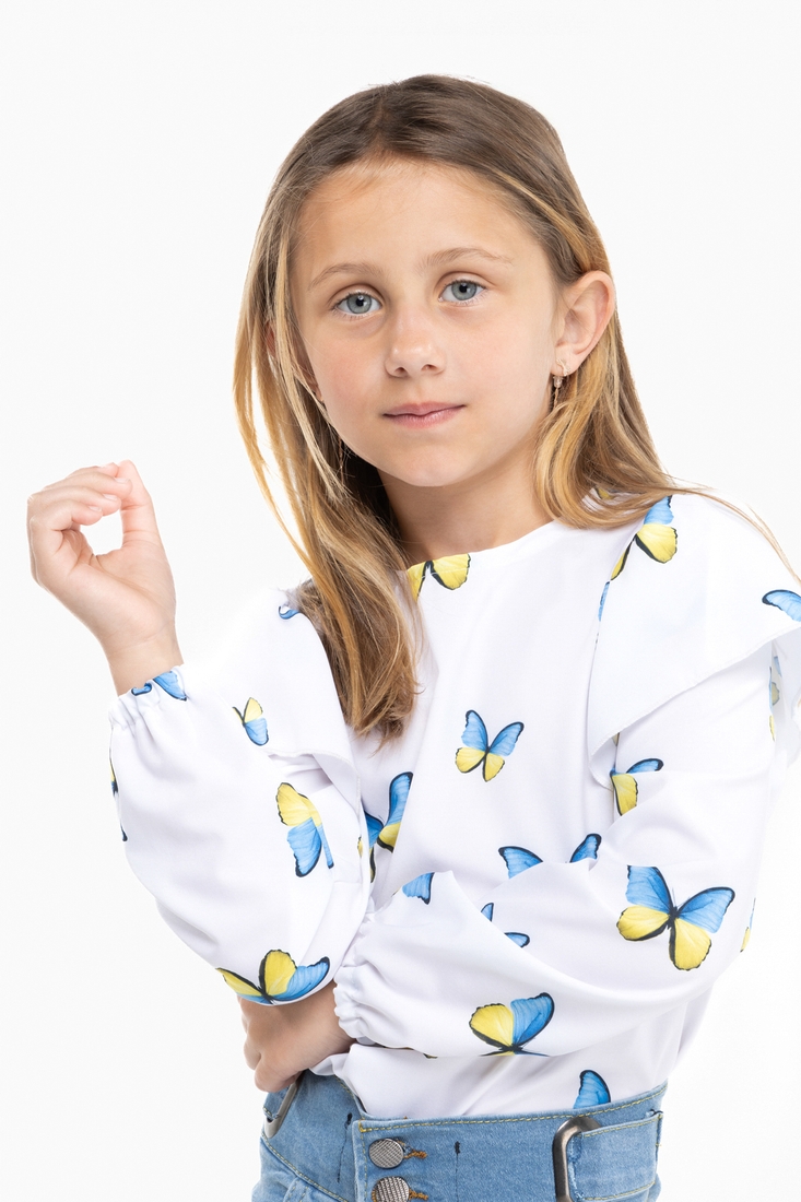 Фото Блуза з візерунком для дівчинки MyChance Метелик 140 см Різнокольоровий (2000989804369D)