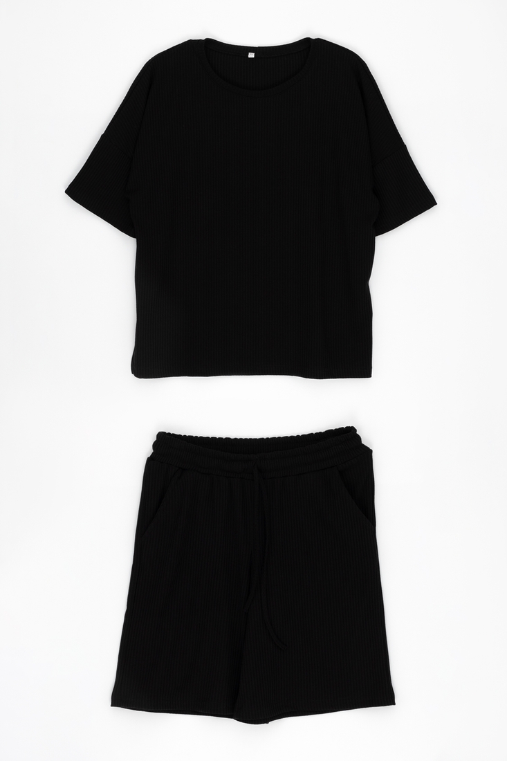 Фото Костюм футболка + шорты однотонный женский M36 52 Черный (2000989668923S)