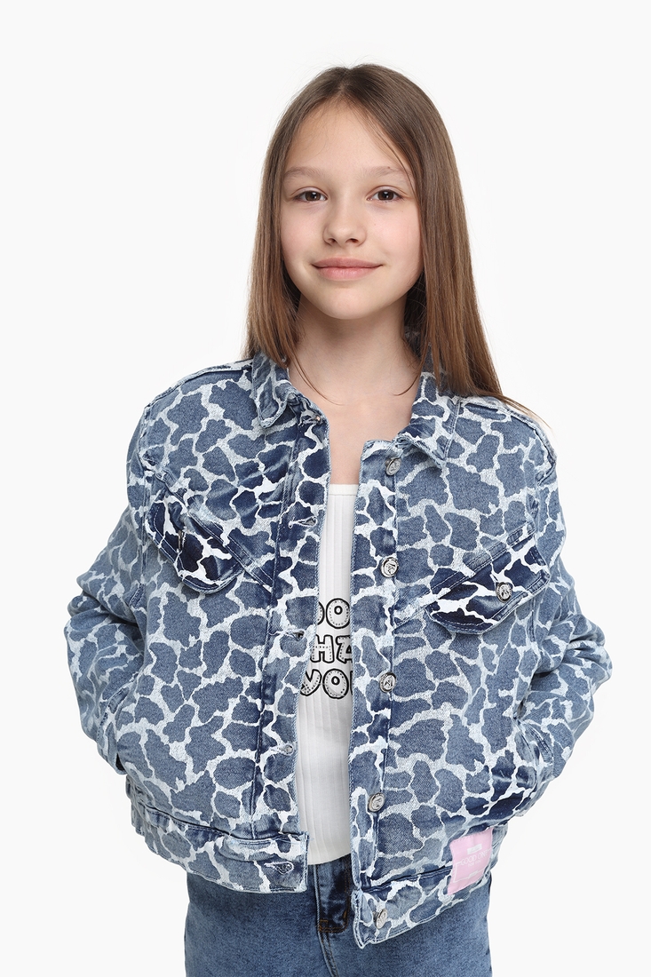 Фото Куртка джинсова для дівчинки ANGELOS M110 164 см Синій (2000989586333S)