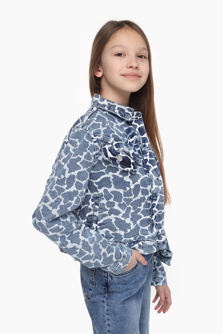 Фото Куртка джинсова для дівчинки ANGELOS M110 164 см Синій (2000989586333S)