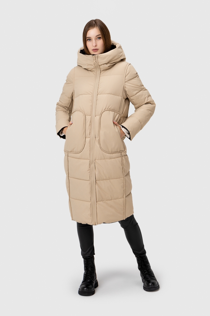 Фото Куртка зимова жіноча Towmy 3688 M Чорно-бежевий (2000989856436W)