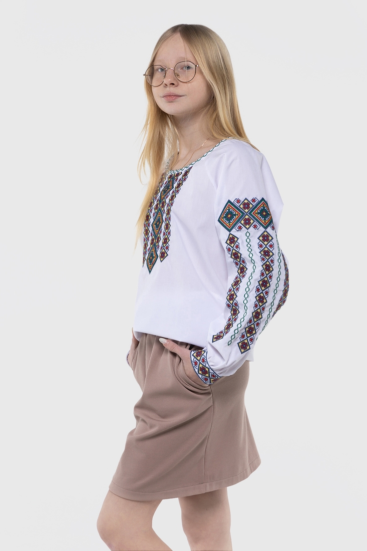 Фото Сорочка з вишивкою для дівчинки ОЛЕКСАНДРА №6 158 см Зелений (2000989764014D)