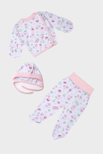 Фото Костюм (распашонка,ползунки, шапка) для малышей 62 см Розовый (2000989557586D)