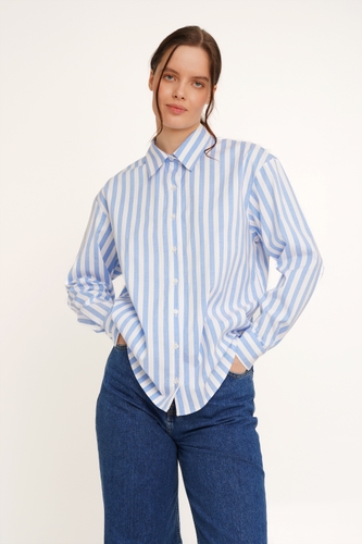 Фото Рубашка с узором женская LAWA WTC02360 2XL Бело-голубой (2000990452634D)(LW)