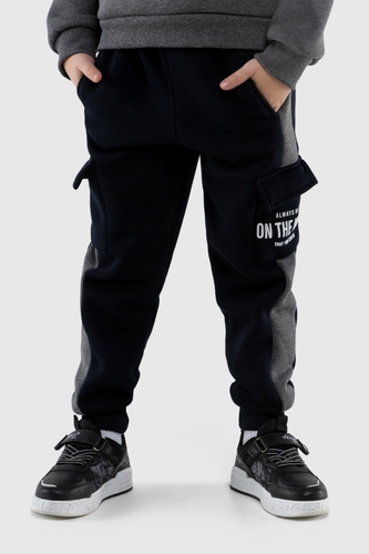 Фото Спортивные штаны для мальчика манжет с принтом Atescan 1104 152 см Темно-синий (2000990223364W)
