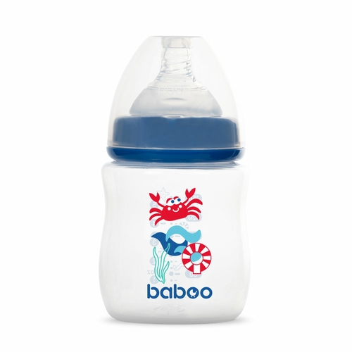 Фото Пляшечка для годування BABOO 3-115 Антиколікова, 150 мл, синя, Marine, 0+ міс (5057778031151)