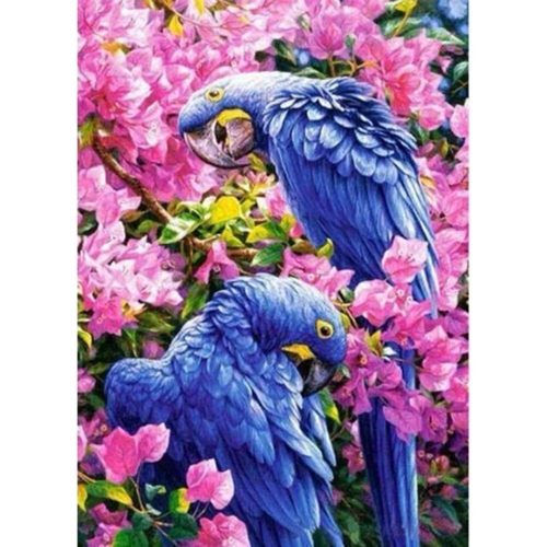 Фото Набір для творчості алмазна картина Пара папуг у квітах Strateg GD74839 (4823113868598)