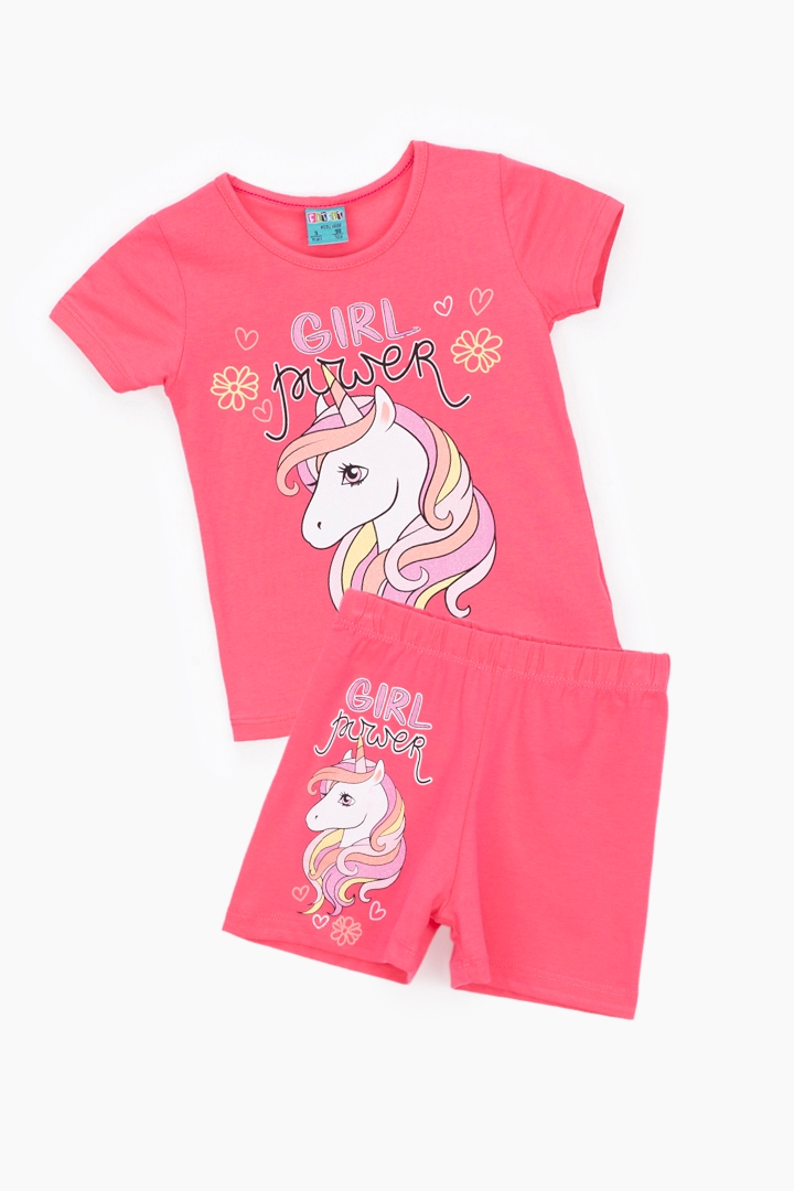 Фото Костюм для дівчинки Baby Show 16245 футболка + шорти 110 см Рожевий (2000989658368S)