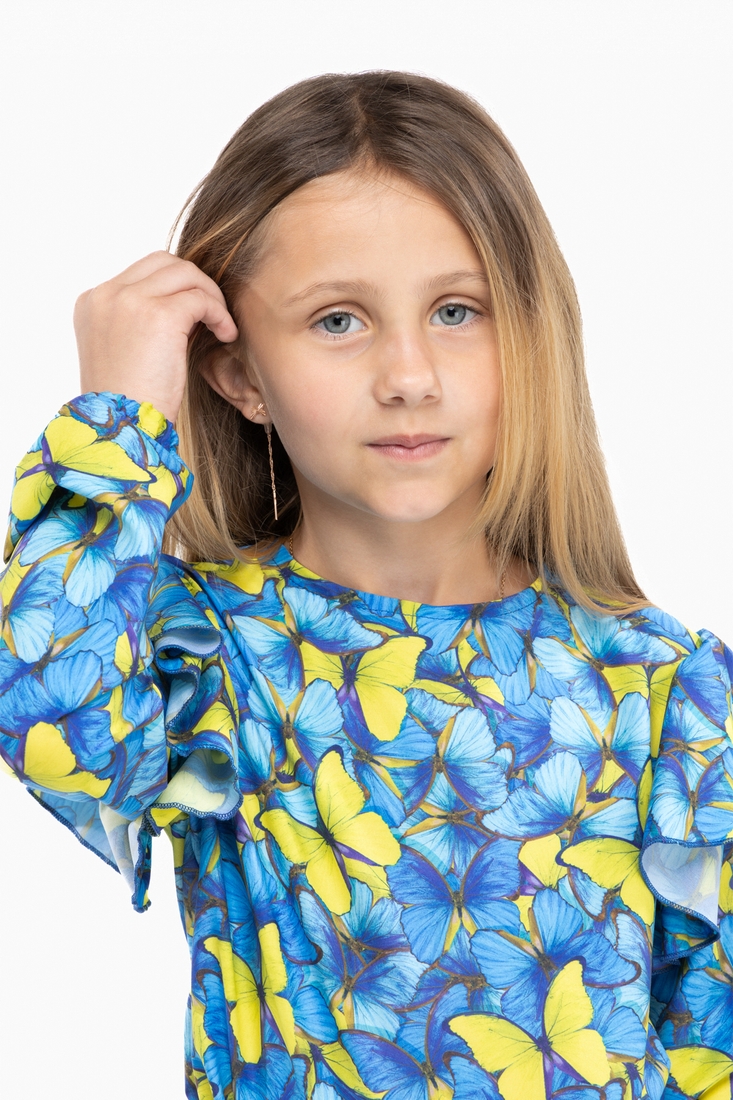 Фото Блуза з візерунком для дівчинки MyChance Метелик Синій 128 см Різнокольоровий (2000989804536D)
