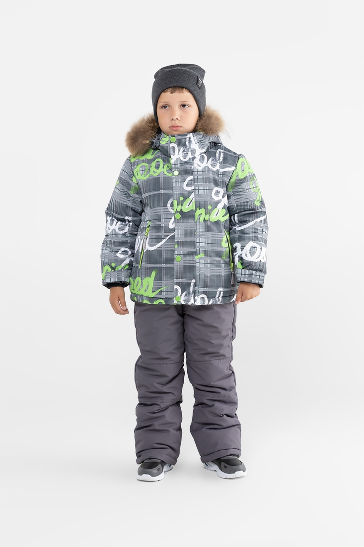 Фото Комбинезон для мальчика H-100 куртка + штаны на шлейках 98 см Серый (2000989625261W)
