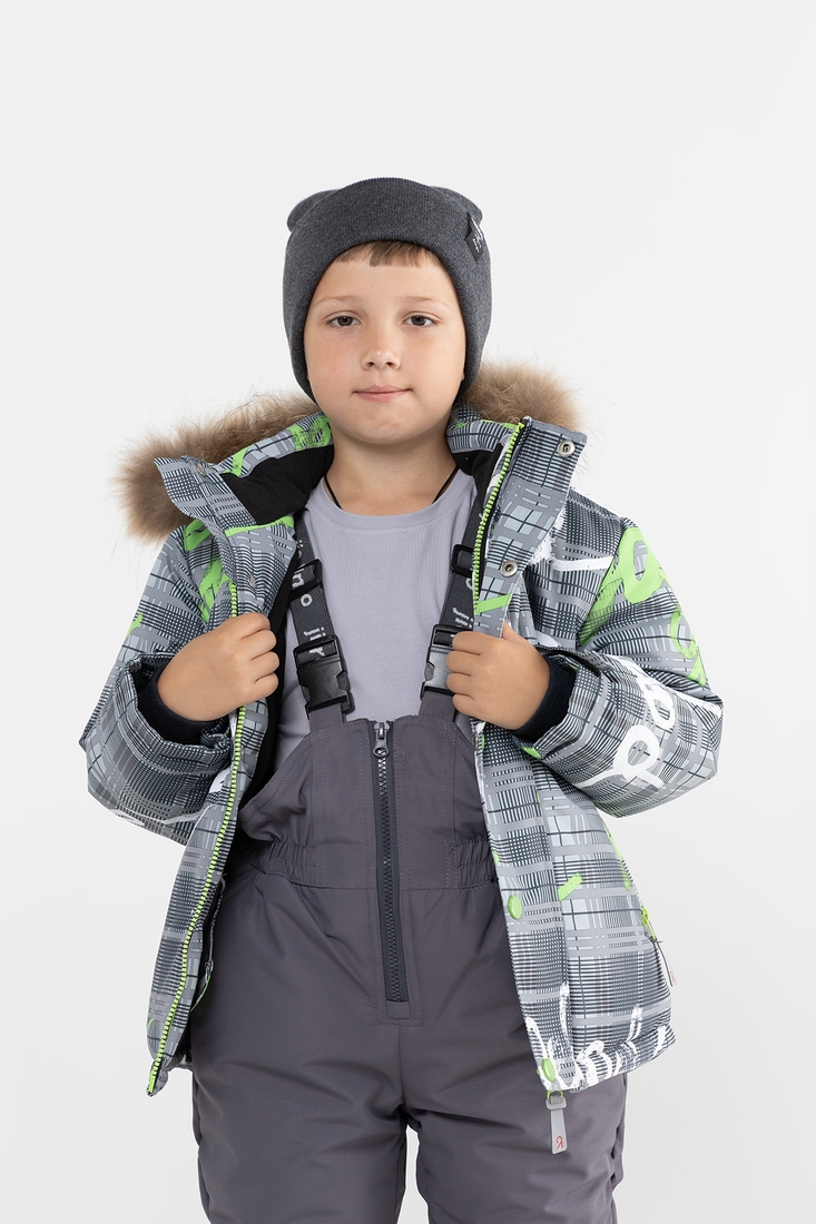 Фото Комбинезон для мальчика H-100 куртка + штаны на шлейках 110 см Серый (2000989625308W)