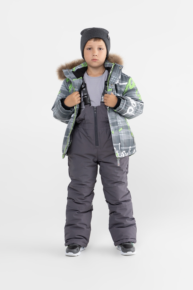 Фото Комбинезон для мальчика H-100 куртка + штаны на шлейках 98 см Серый (2000989625261W)