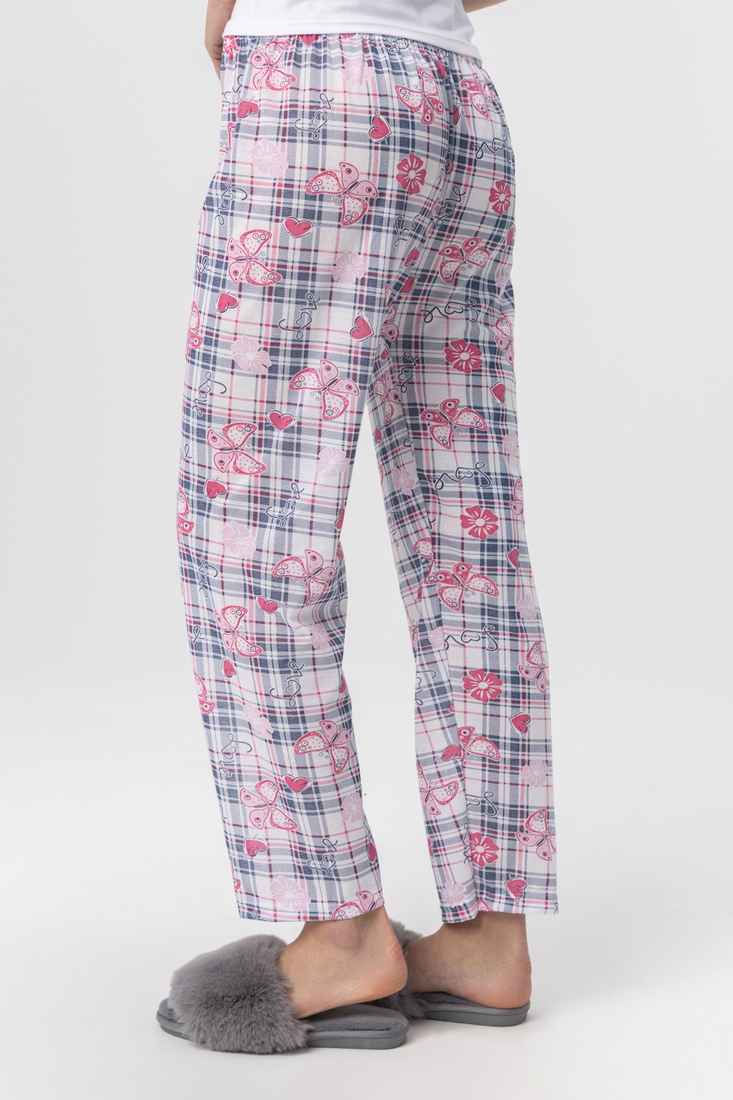 Фото Піжамні штани жіночі KESIMOGLU Клітинка+метелики XL Рожево-синій (2000990121172А)