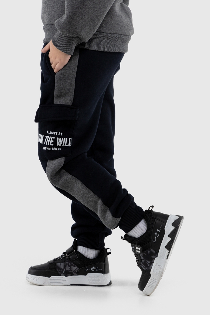 Фото Спортивні штани для хлопчика манжет з принтом Atescan 1104 152 см Темно-синій (2000990223364W)