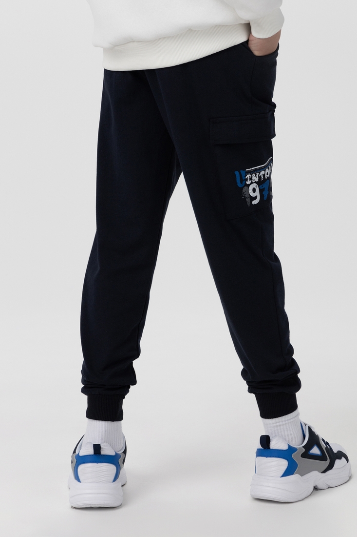 Фото Спортивні штани з принтом для хлопчика Pitiki 228-13-1 170 см Синій (2000990094490D)