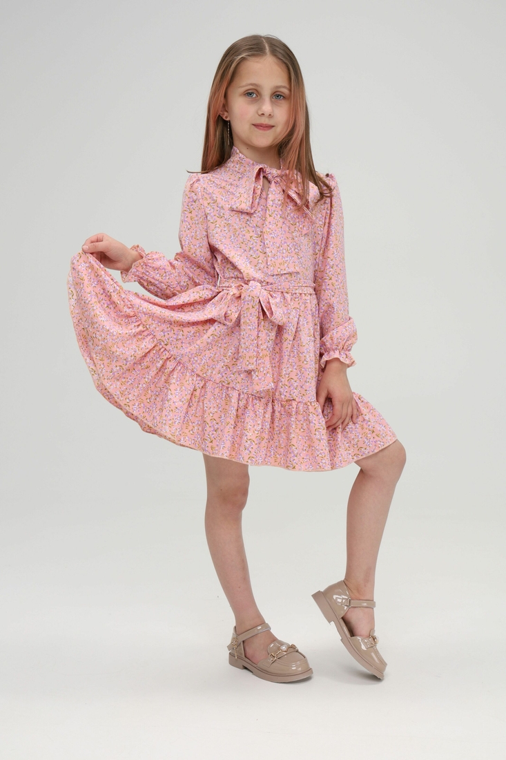 Фото Платье с узором для девочки Tais №7 140 см Пудровый (2000989585923D)