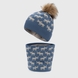 Набір шапка+снуд для хлопчика Talvi Олені 54-56 Джинсовий (2000990216410D)(NY) Фото 1 з 10
