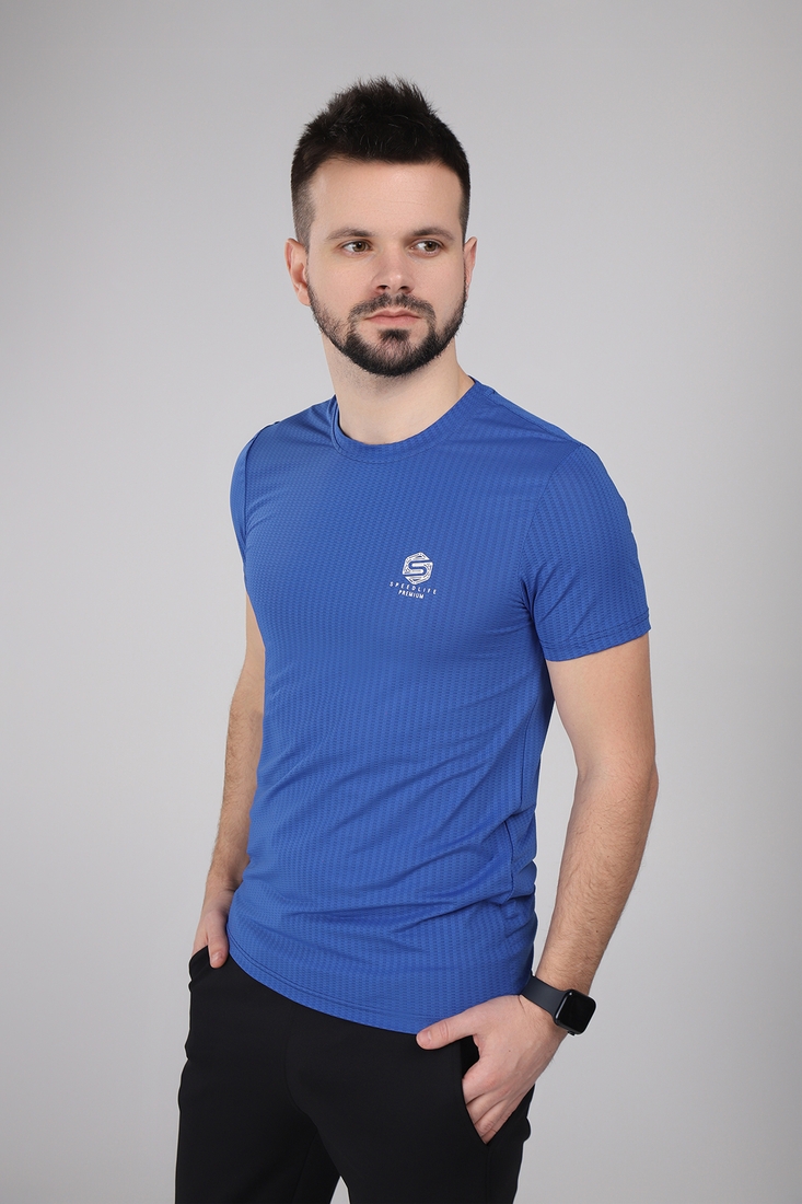 Фото Фітнес футболка однотонна чоловіча Speed Life XF-1509 S Синій (2000989559627A)