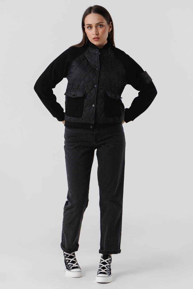 Фото Куртка бомбер однотонна жіноча 2301 2XL Чорний (2000990316981D)
