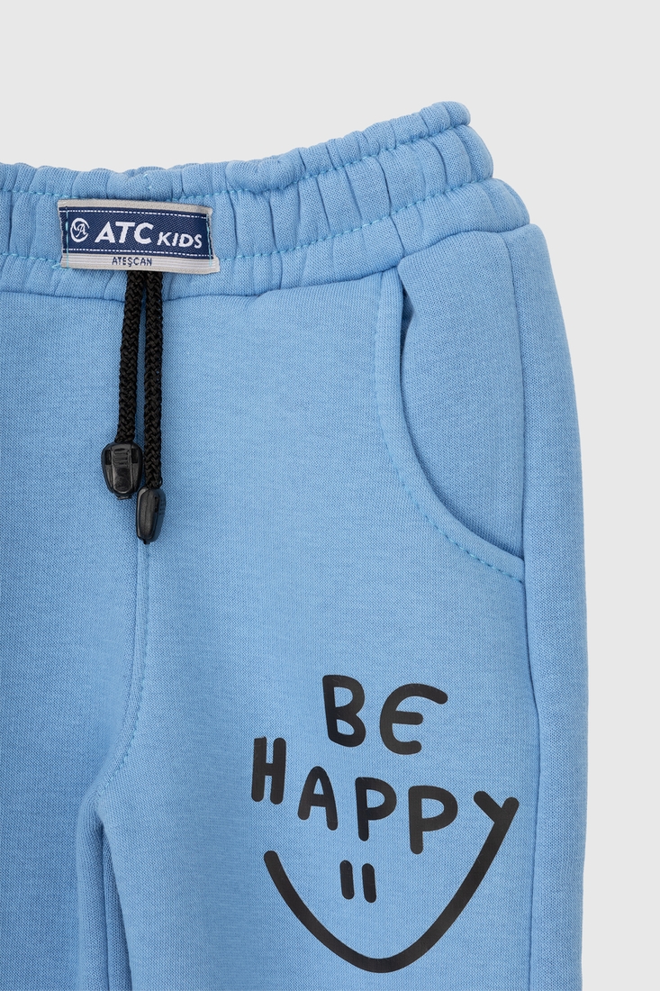 Фото Спортивні штани для хлопчика манжет з принтом Atescan 19805 104 см Блакитний (2000990142801W)