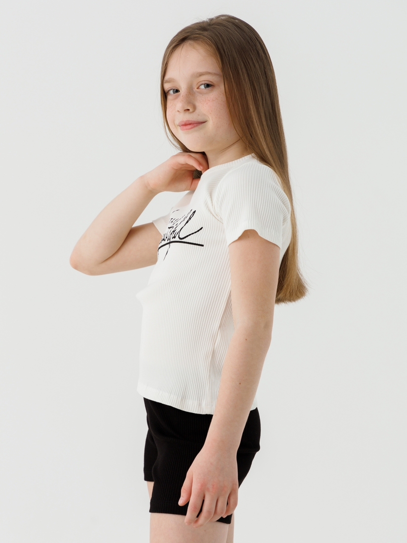 Фото Костюм для дівчинки (футболка+шорти) Baby Show 16416 110 см Молочний (2000990474315S)