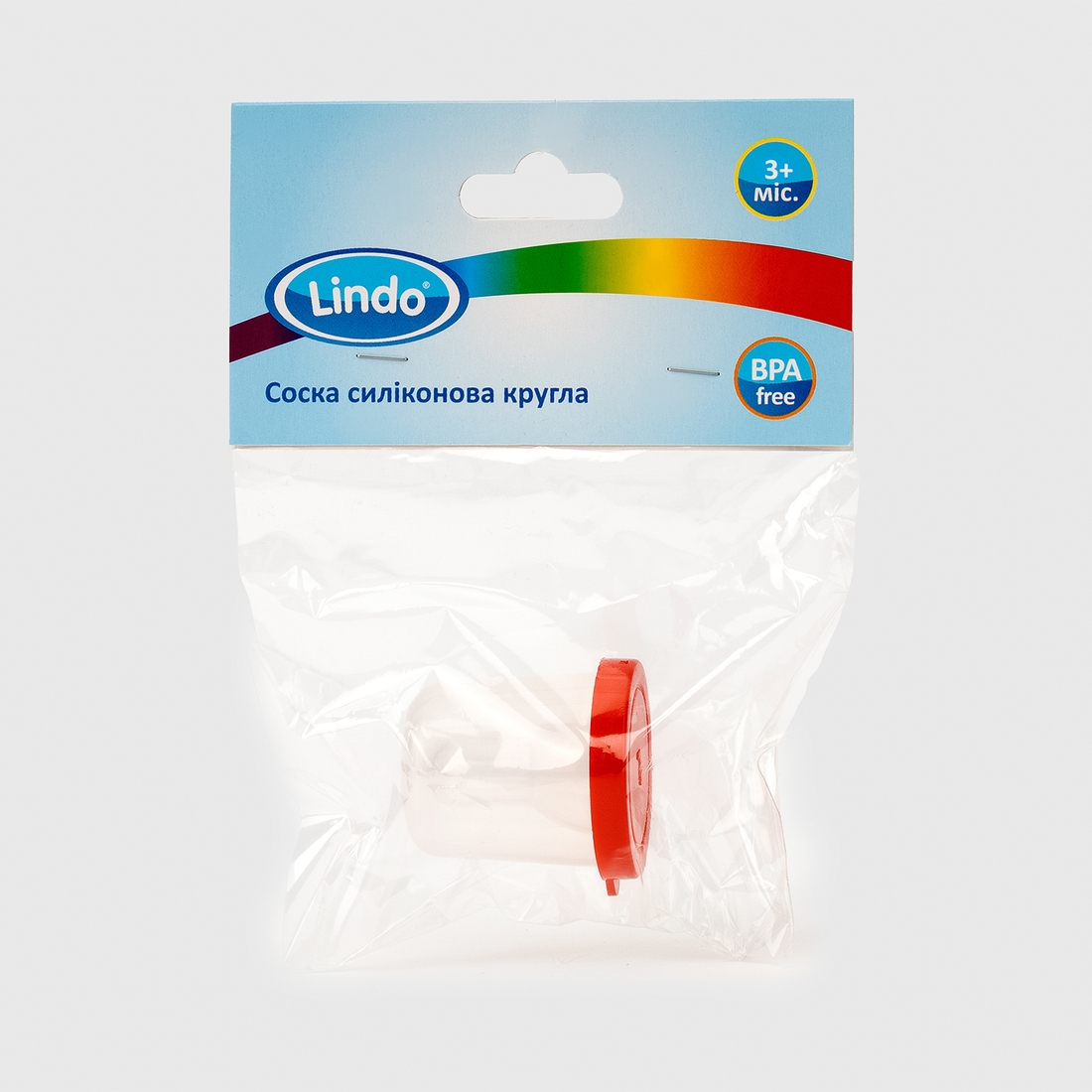 Фото Соска силіконова кругла Lindo Pk 051/M для пляшок із стандартним горлом Червоний (2000990122452)