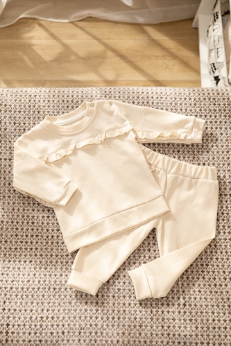 Фото Костюм (свитшот+штаны) для девочки Beyaz Bebek 2181 92 см Бежевый (2000990302403D)