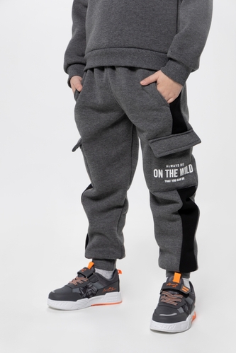 Фото Спортивные штаны с принтом для мальчика Atescan 1106 140 см Графитовый (2000990276094W)