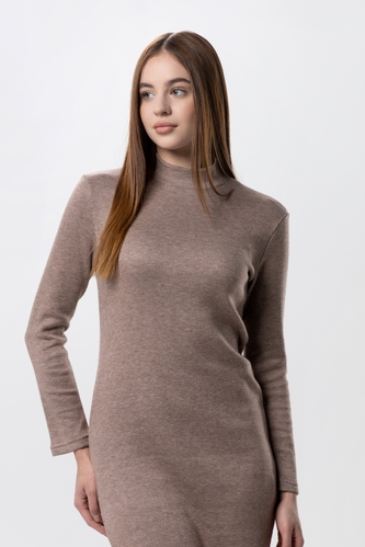 Фото Платье-свитер однотонное женское LAWA WTC02347 2XL Бежевый (2000990256294D)(LW)