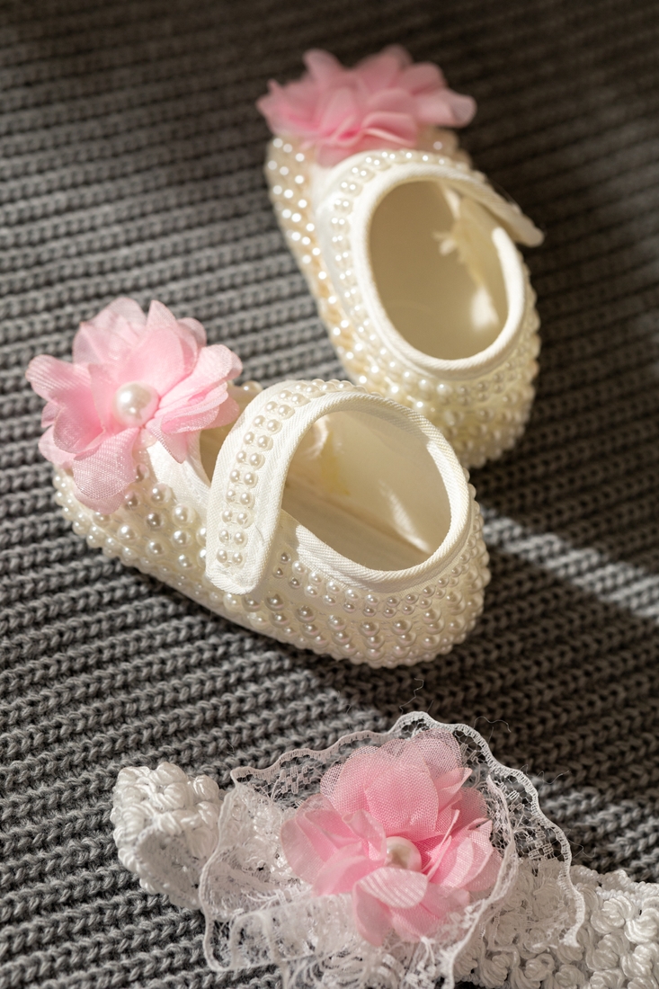 Фото Комплект для дівчинки Mini Papi 100 Квіточка пінетки+пов'язка One Size Рожевий (2000990058089D)